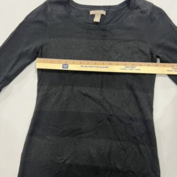 Women's BANANA REPUBLIC Black sparkly Stripe Midi Sweater Dress Sz Small - Picture 5 of 7